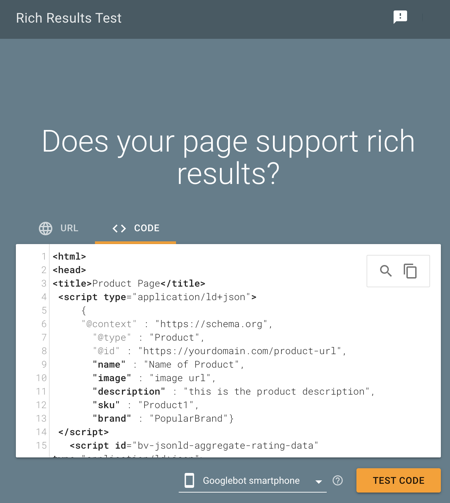 Rich snippet example