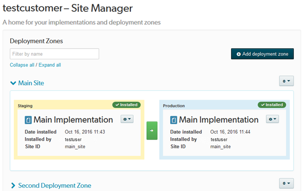 Site Manager page